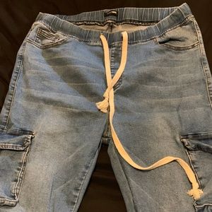 Tie waste cargo jean joggers